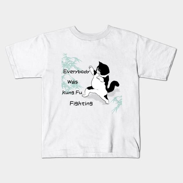 Kung Fu Fighting Cat Tee Kids T-Shirt by WhiteCatGraphics